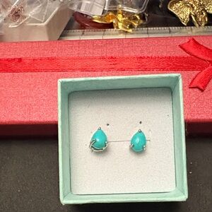 925 Silver Rhodium Plated Turquoise Sleeping Beauty  Teardrop Earrings